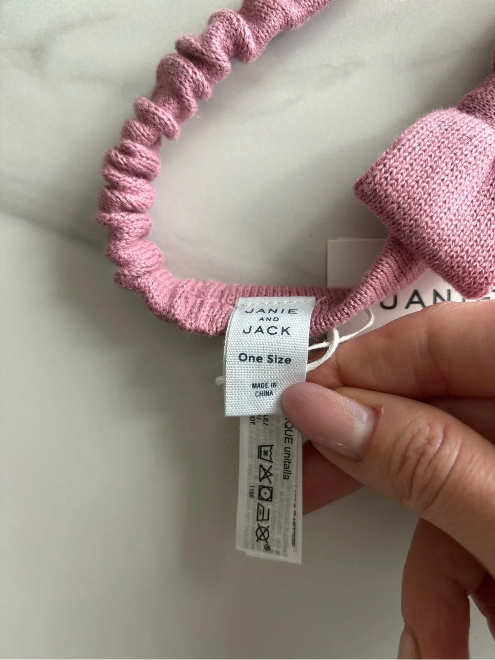 Janie and Jack Pink Knit Bow Headband